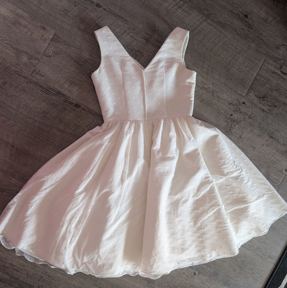 Dolly Parton Couture Bride White Polka dot Swing Wedding Dress Lg Retro Vintage - Picture 13 of 13